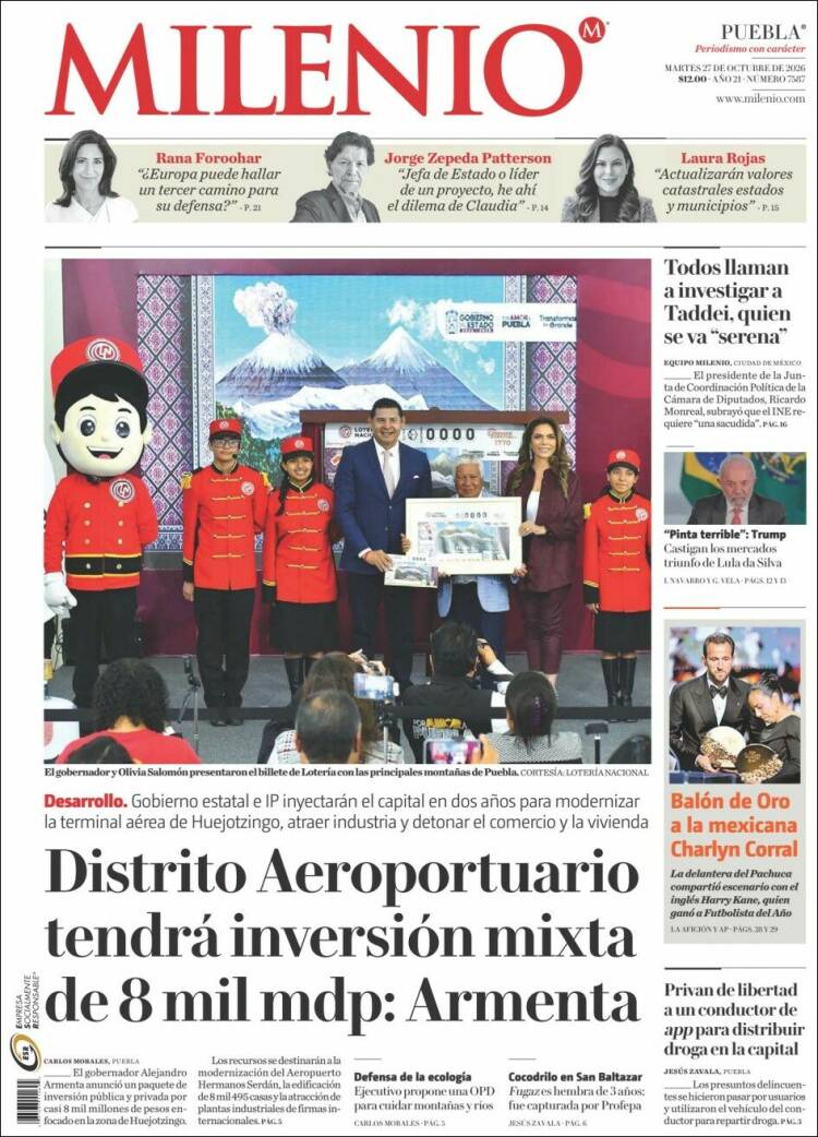 Portada de Milenio de Puebla (Mexico)