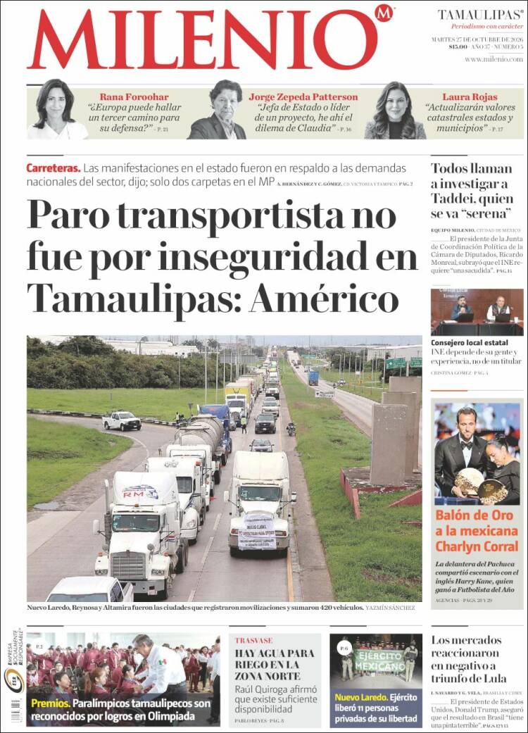 Portada de Milenio - Tamaulipas (Mexico)