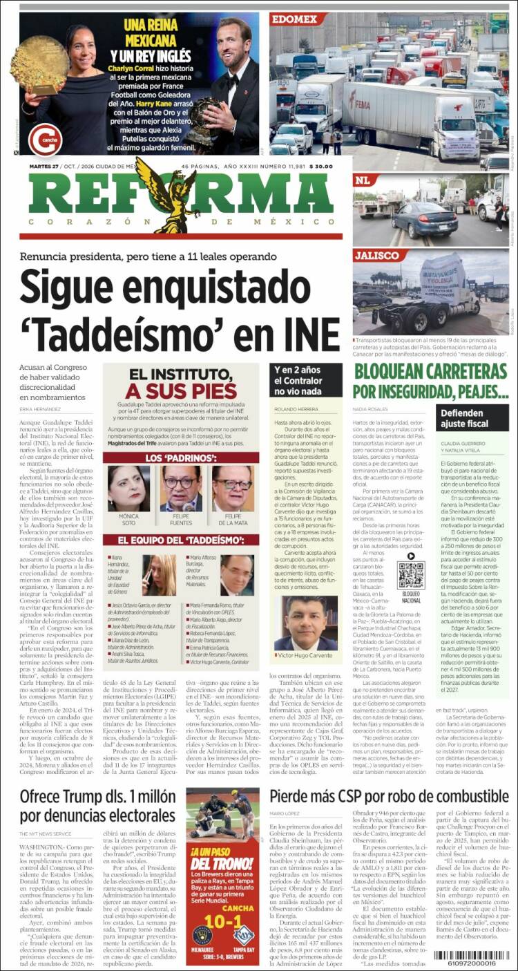 Portada de Reforma (Mexico)