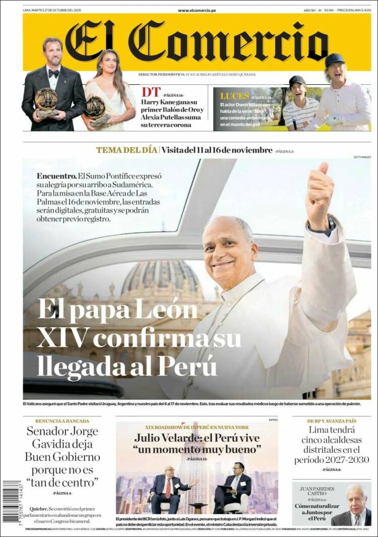 Portada de El Comercio (Peru)