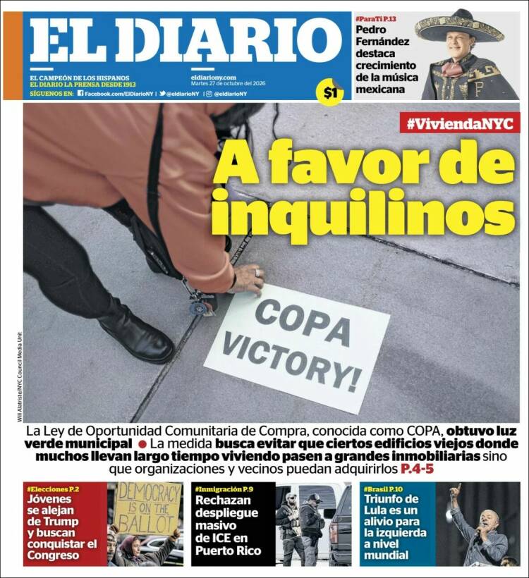 Portada de El Diario NY (USA)