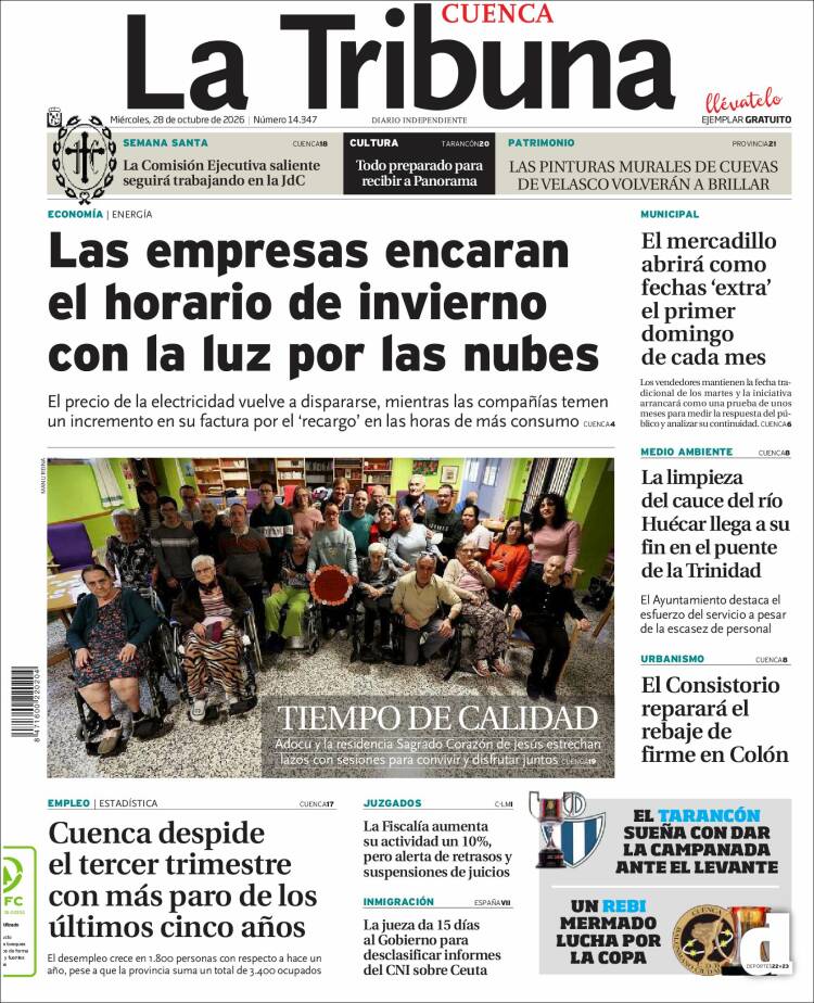 Portada de La Tribuna de Cuenca (Spain)