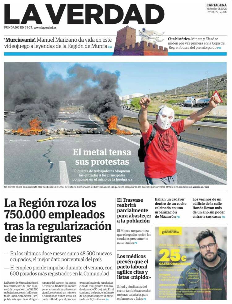 Portada de La Verdad de Cartagena (Spain)