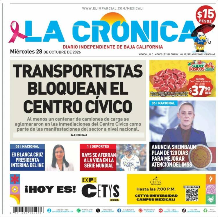 Portada de La Crónica de Baja California (Mexico)