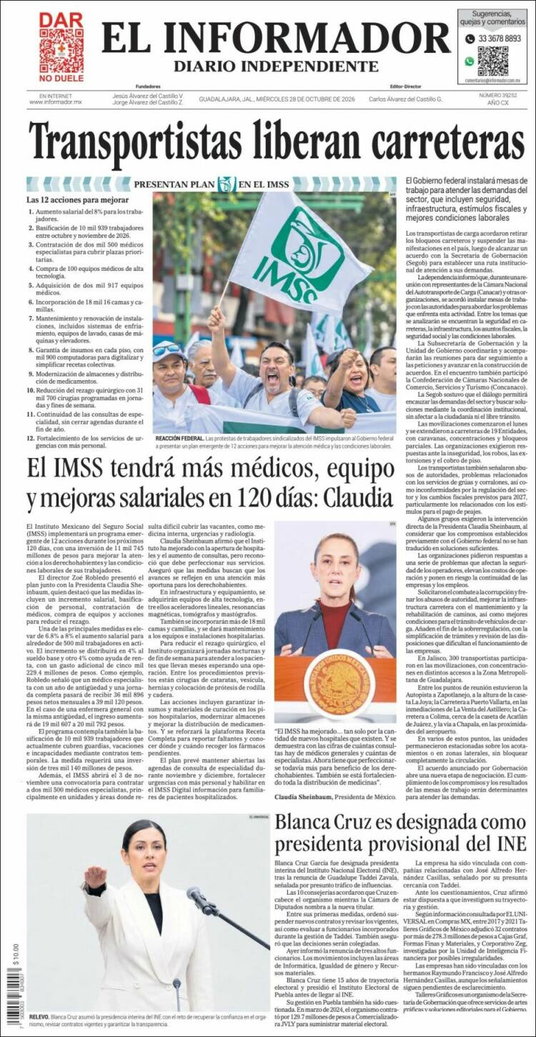 Portada de El Informador (México)