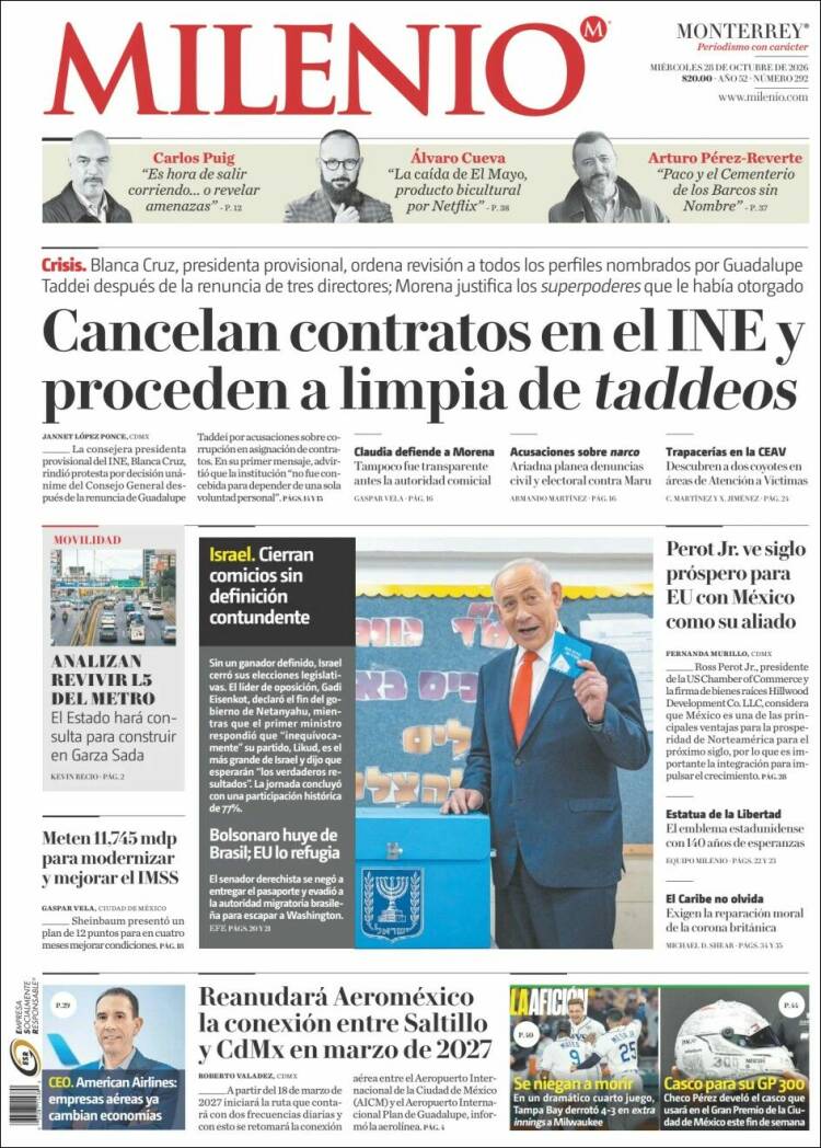 Portada de Milenio de Monterrey (Mexico)