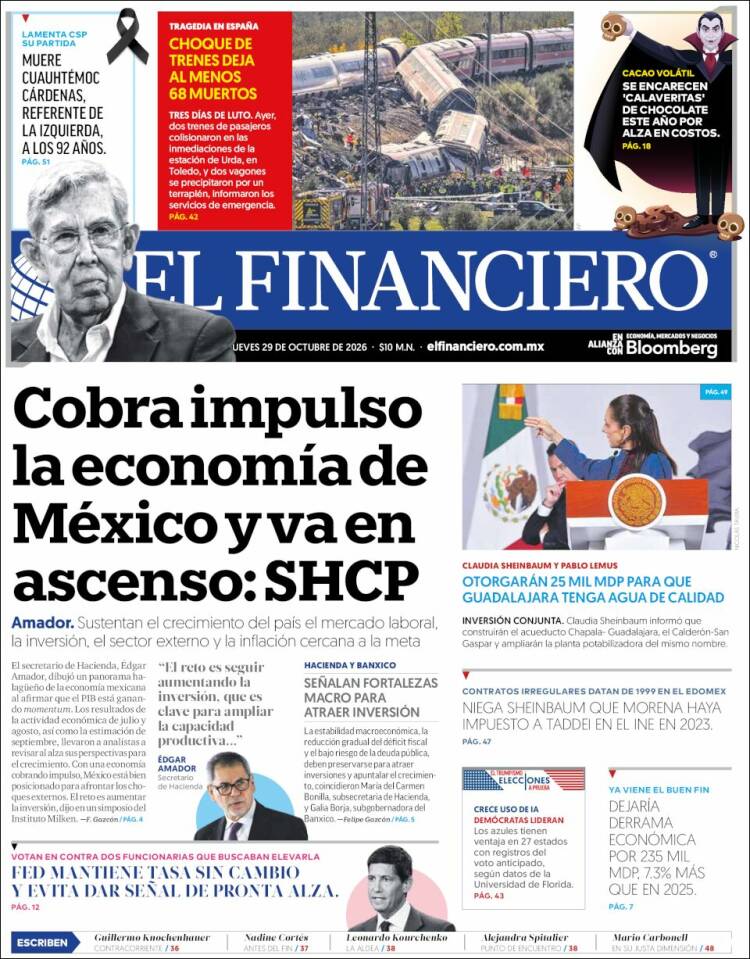 Portada de El Financiero (México)