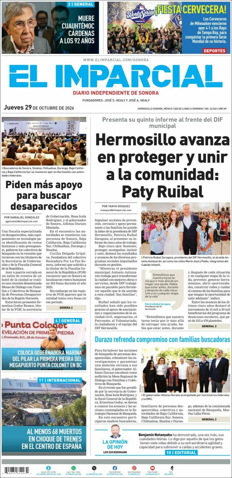 Portada de El Imparcial (México)