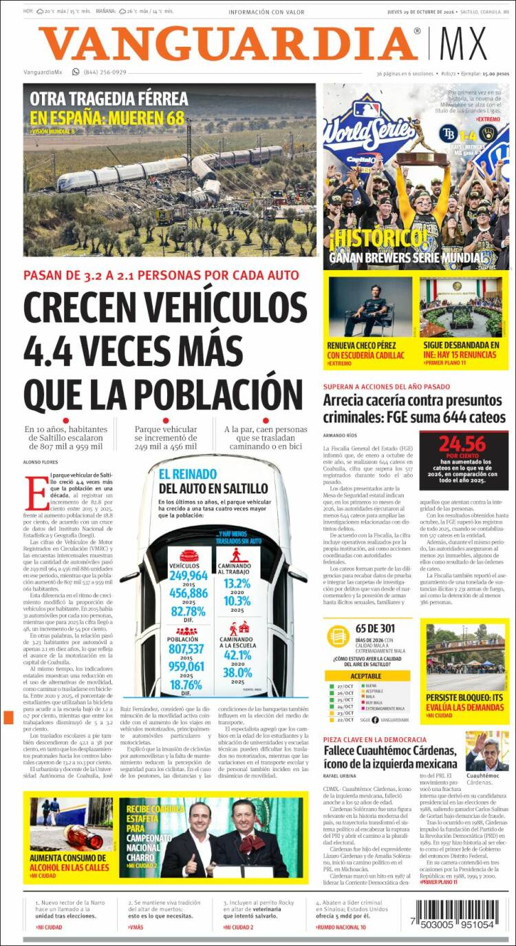 Portada de Vanguardia (México)