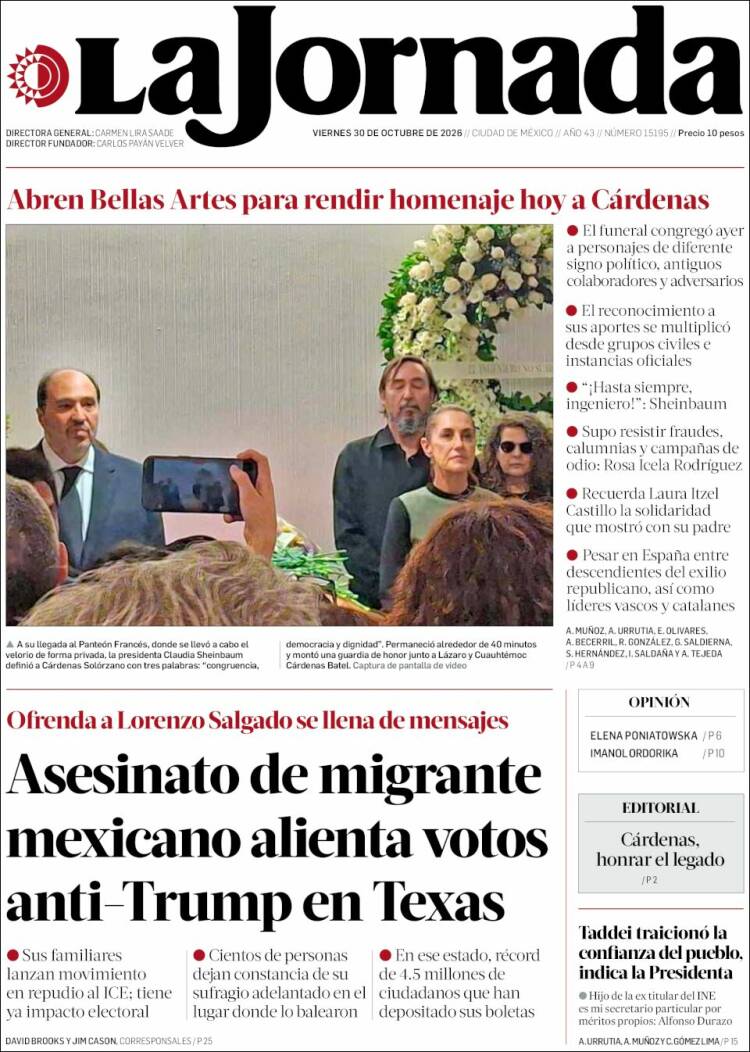 Portada de La Jornada (México)