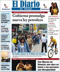 Portada de Diario de Caracas (Venezuela)