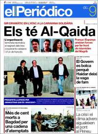 Portada de El Periódico de Catalunya (España)