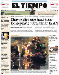 Portada de Diario El Tiempo (Venezuela)