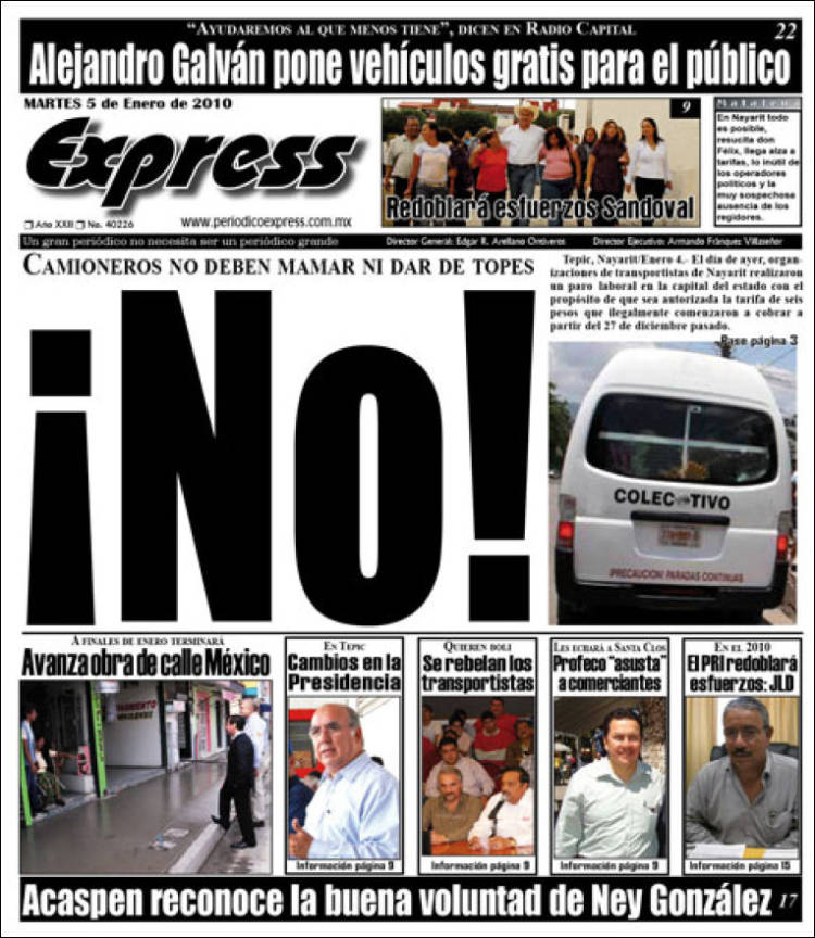 Portada de Periódico Express (México)