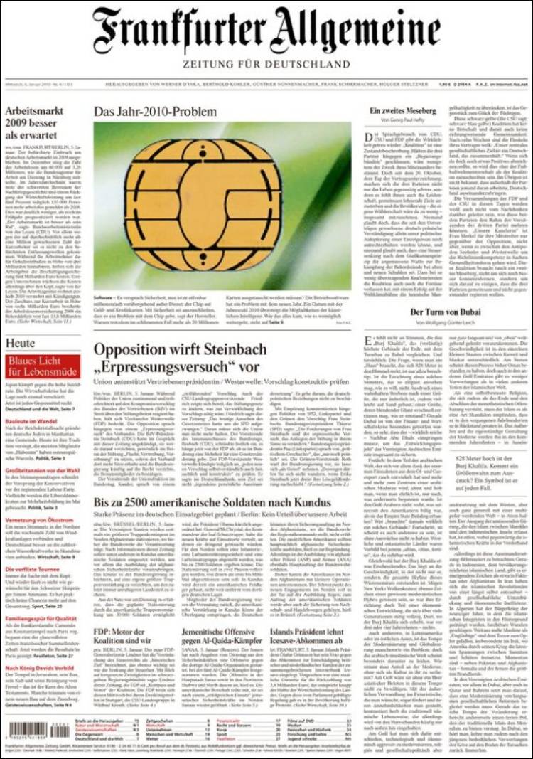 Portada de Frankfurter Allgemeine (Allemagne)