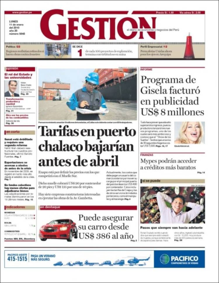 Portada de Diario Gestión (Peru)
