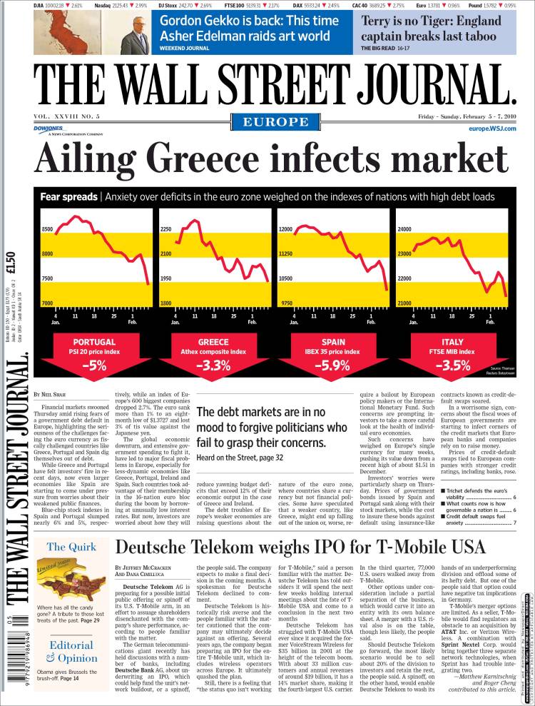 Portada de The Wall Street Journal - Europe (Europa)