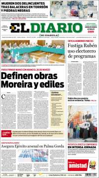 Portada de El Diario de Coahuila (Mexique)