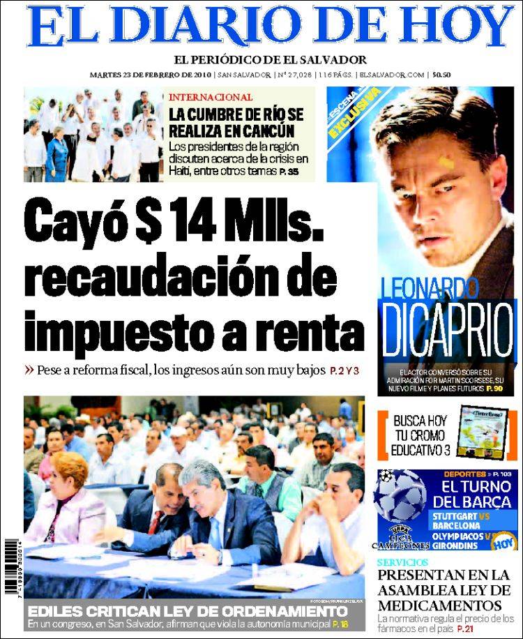 Newspaper El Diario de Hoy (El Salvador). Newspapers in El ...
