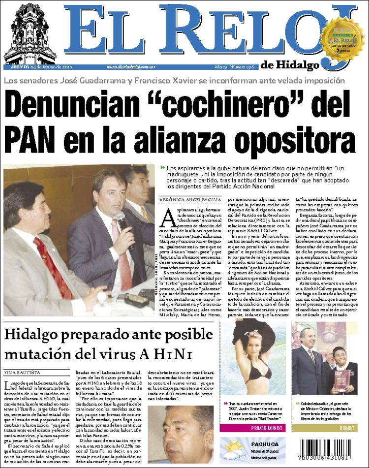 Portada de Diario el Reloj (Mexico)