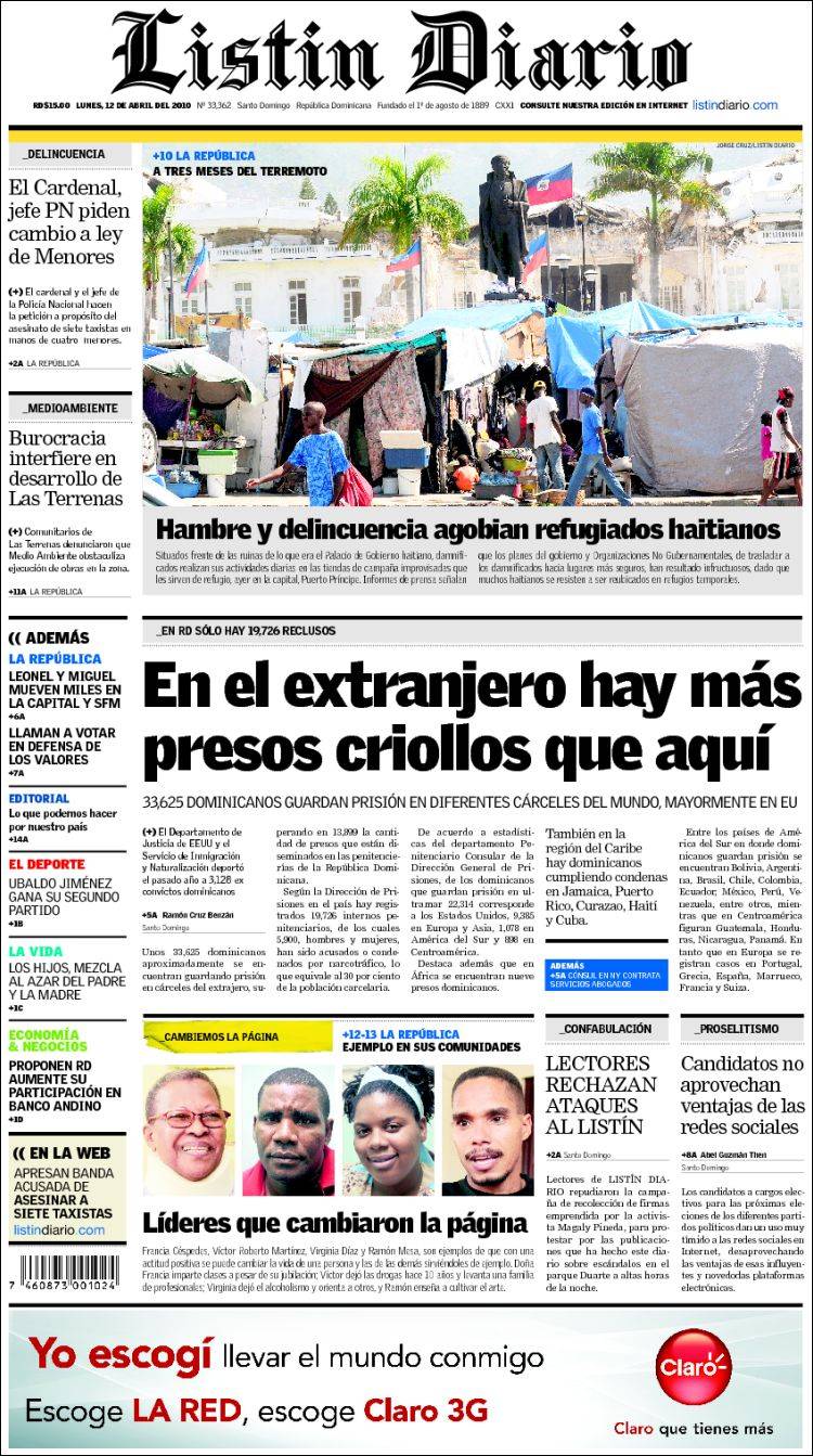 Portada de Listín Diario (R. Dominicaine)