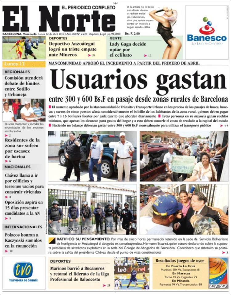 Portada de Diario el Norte (Venezuela)