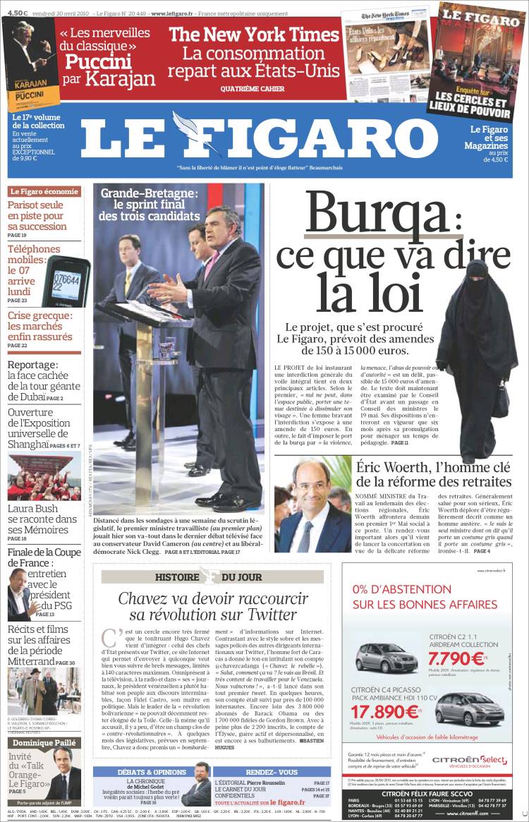 Newspaper Le Figaro (France). Newspapers in France. Friday's edition ...