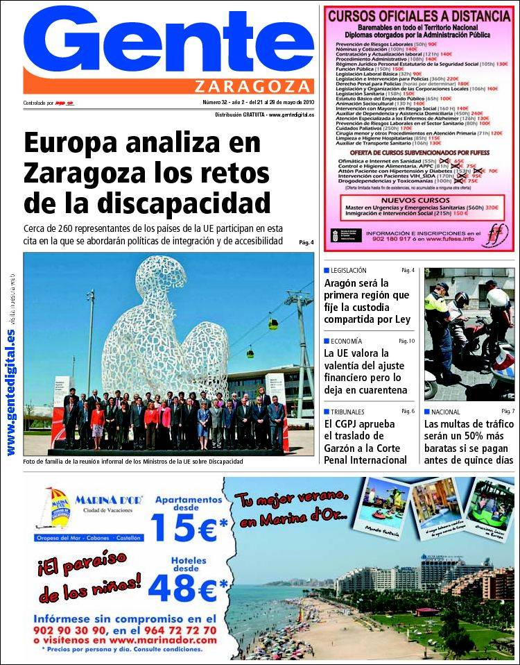 Portada de Gente en Zaragoza (España)