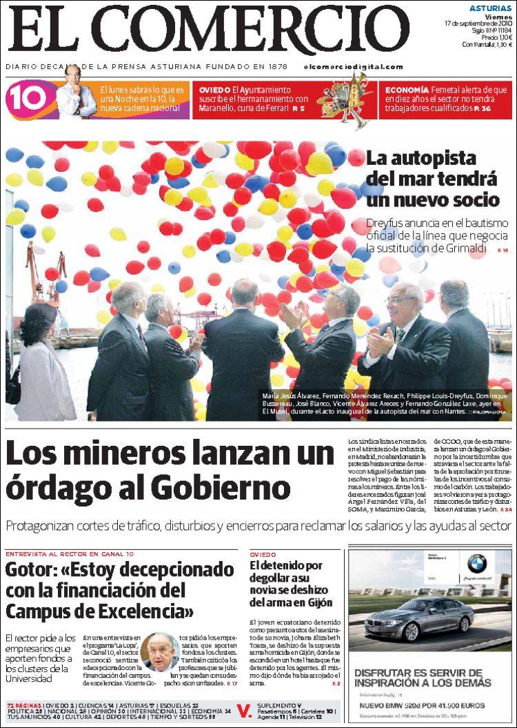 Portada de El Comercio (Spain)