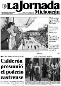 Portada de La Jornada de Michoacán (Mexico)