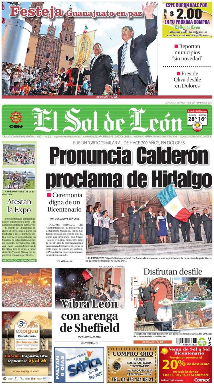 Portada de El Sol de León (Mexico)