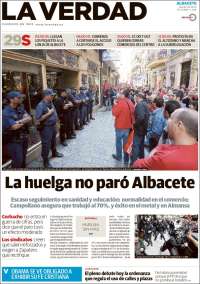 Portada de La Verdad de Albacete (España)