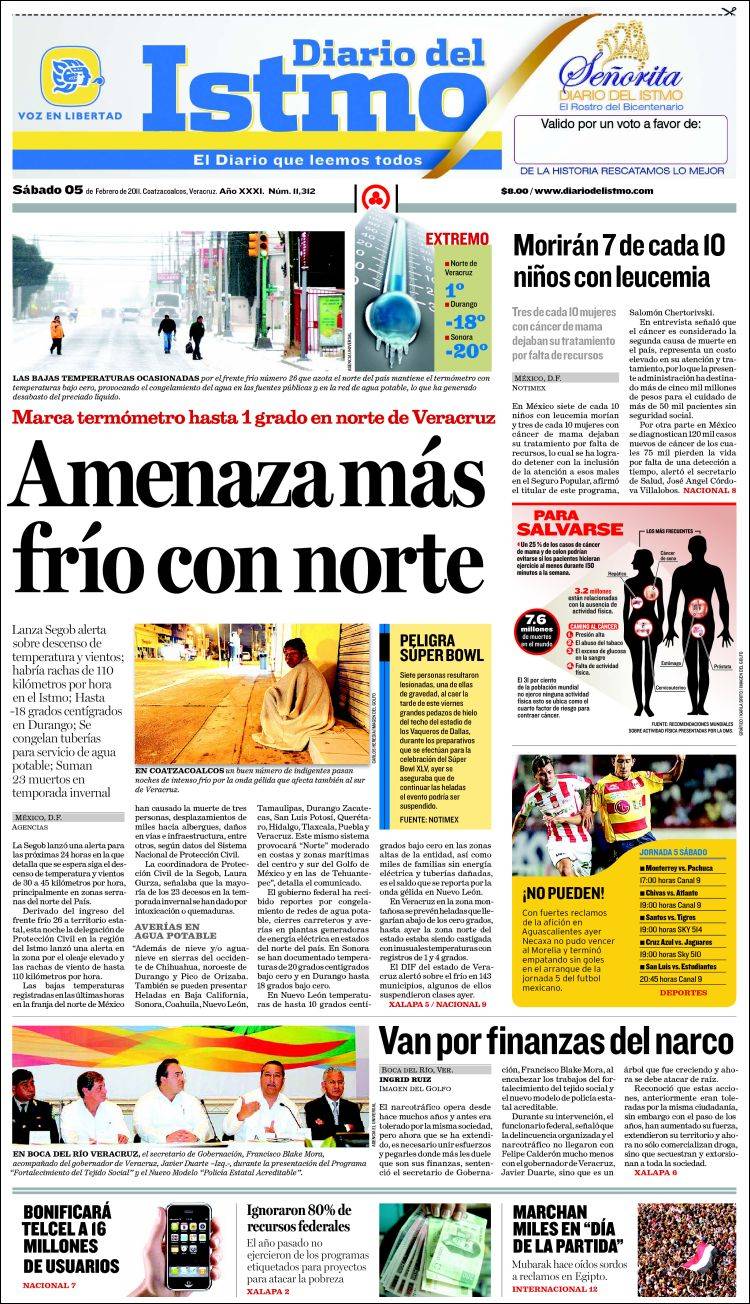 Portada de Diario del Istmo - Voz en Libertad (Mexico)