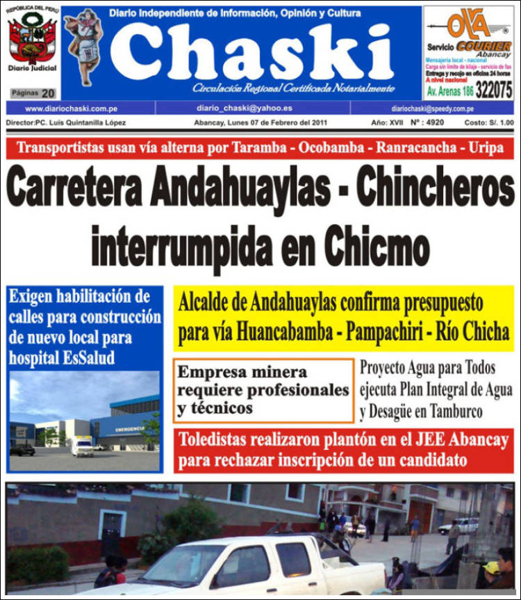 Portada de Diario Chaski (Perú)
