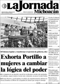 Portada de La Jornada de Michoacán (México)