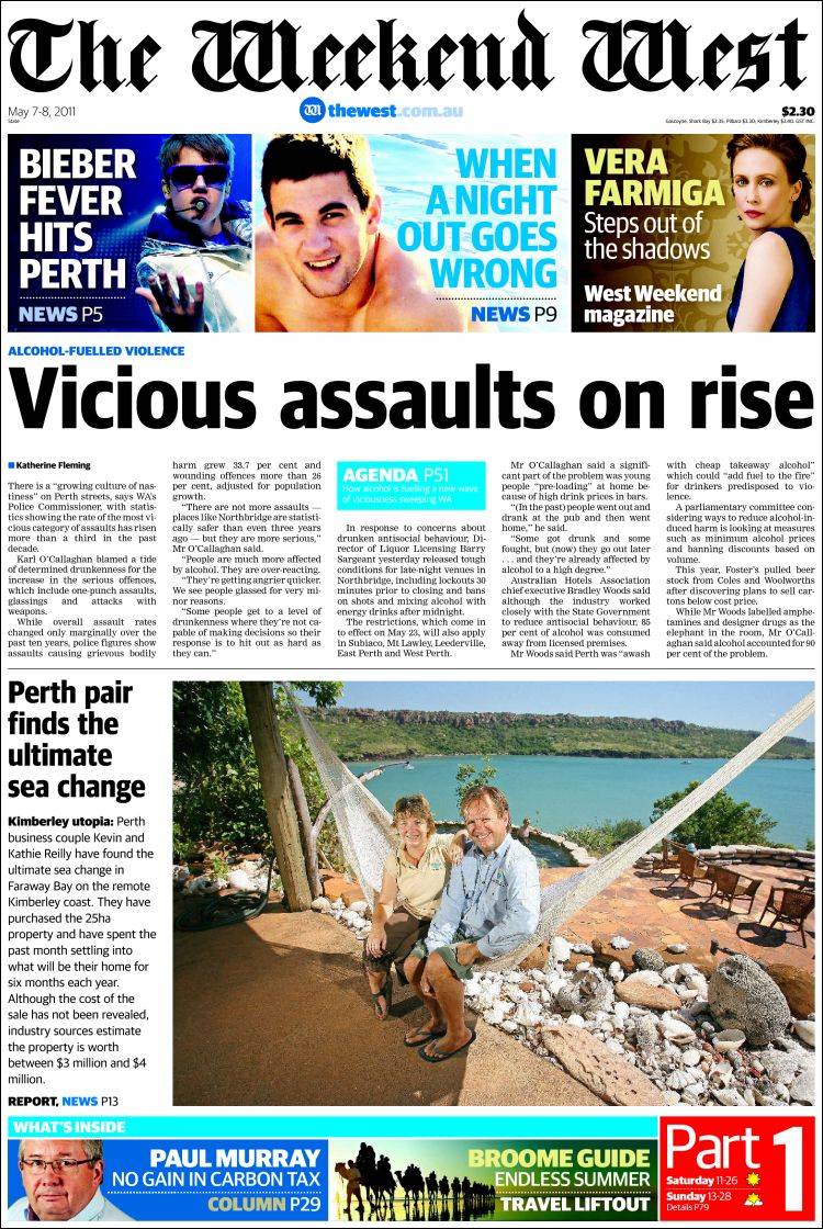 Newspaper The West Australian (Australia). Newspapers in 