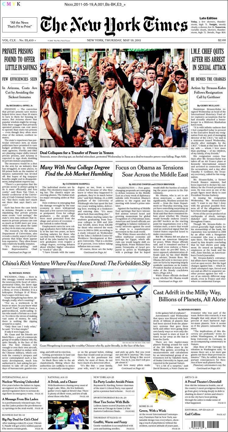 Newspaper New York Times (USA). Newspapers in USA. Thursday's edition ...
