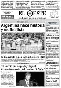 Portada de Diario El Oeste (Argentina)