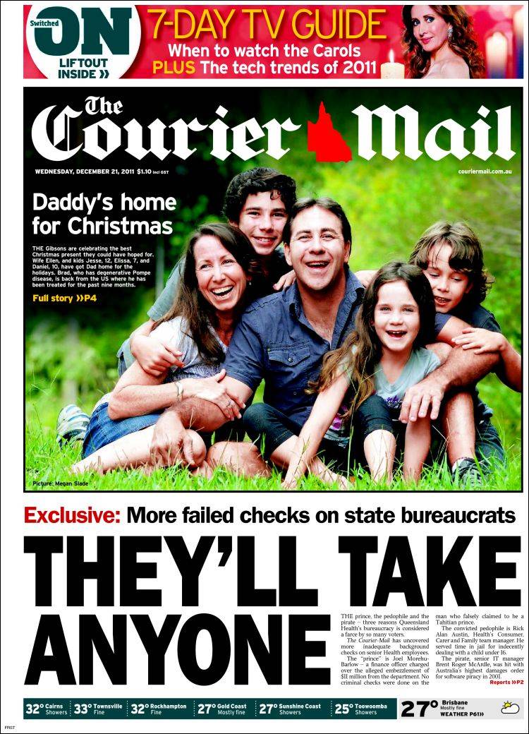 Portada de The Courier-Mail (Australia)