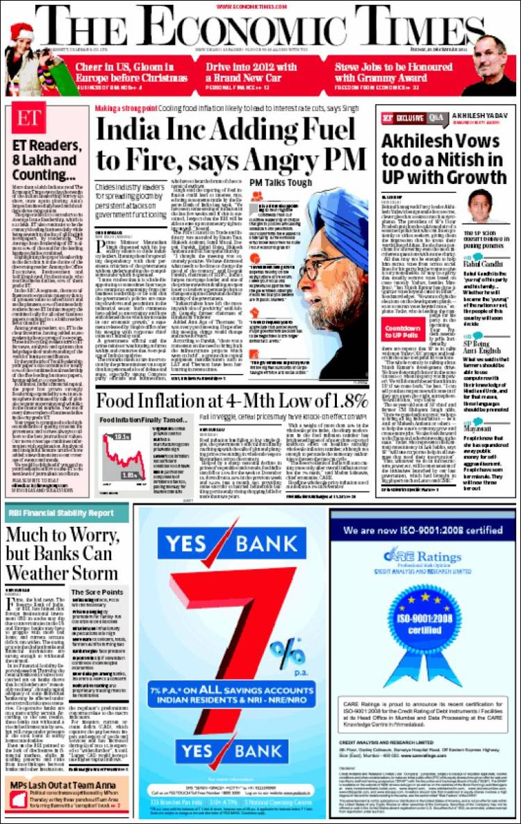 Portada de The Economic Times (India)