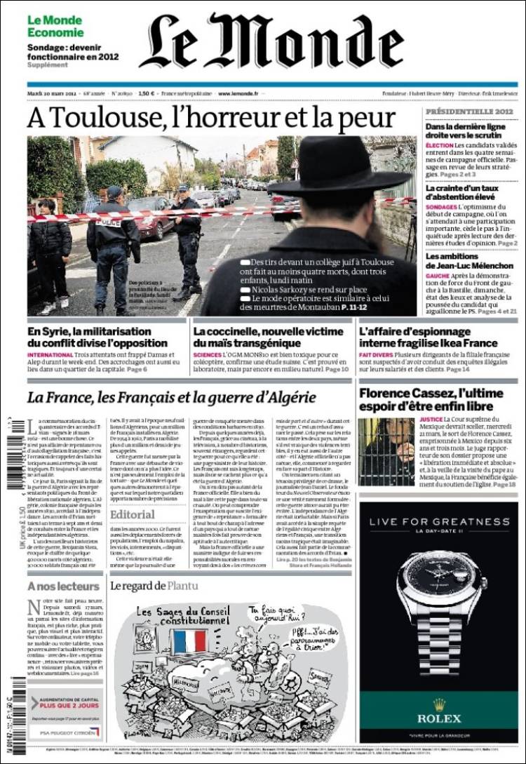 Portada de Le Monde (France)