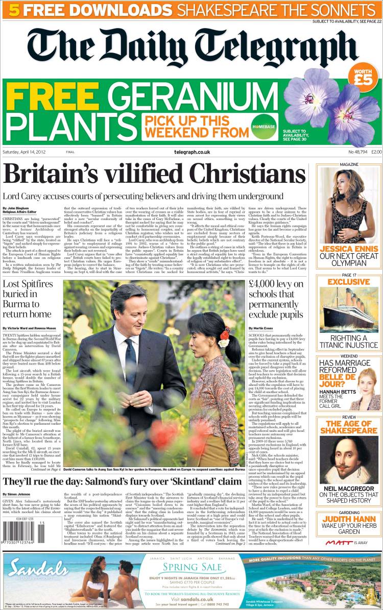 Portada de Daily Telegraph (United Kingdom)