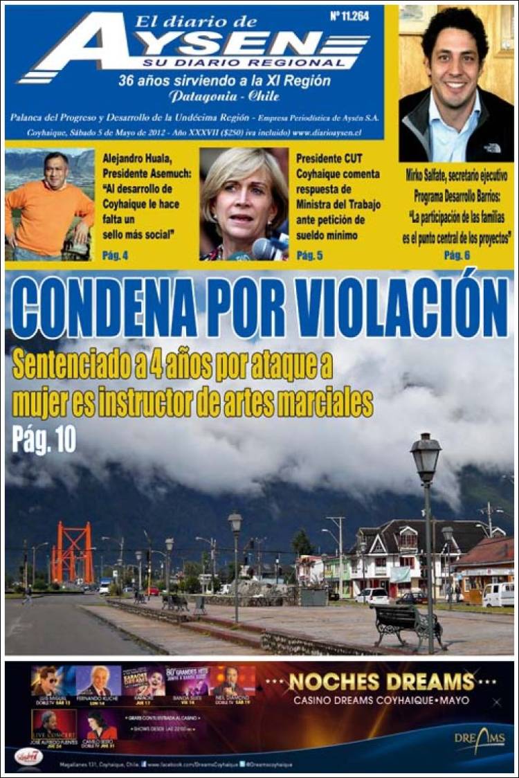 Portada de El Diario de Aysén (Chile)