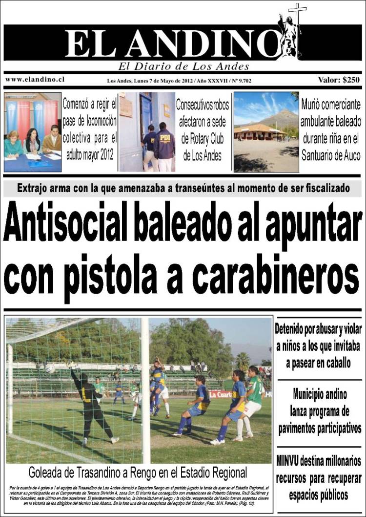 Portada de Diario El Andino (Chile)