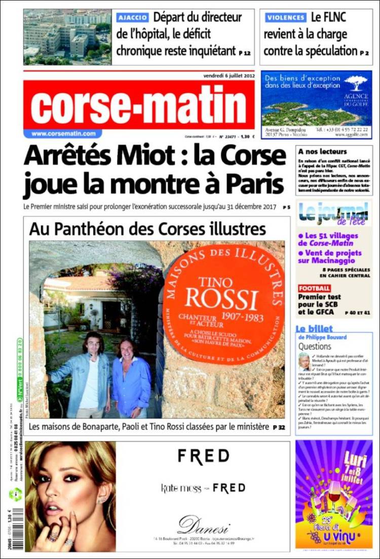 Portada de Corse-Matin (France)