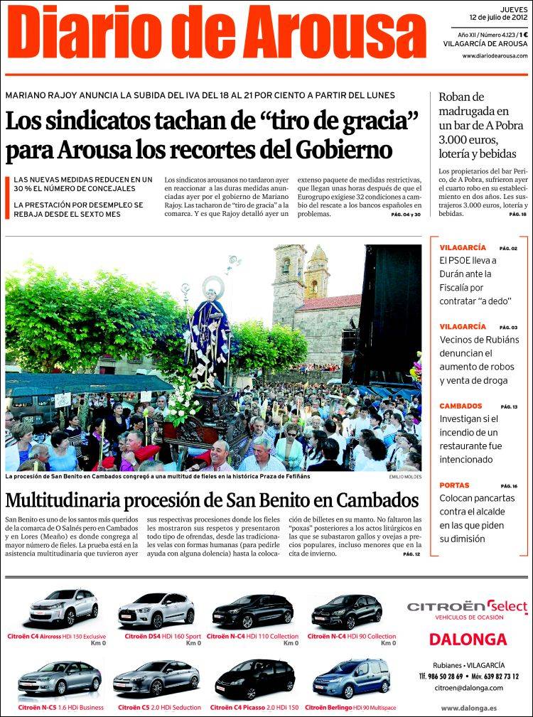 Portada de Diario de Arousa (España)