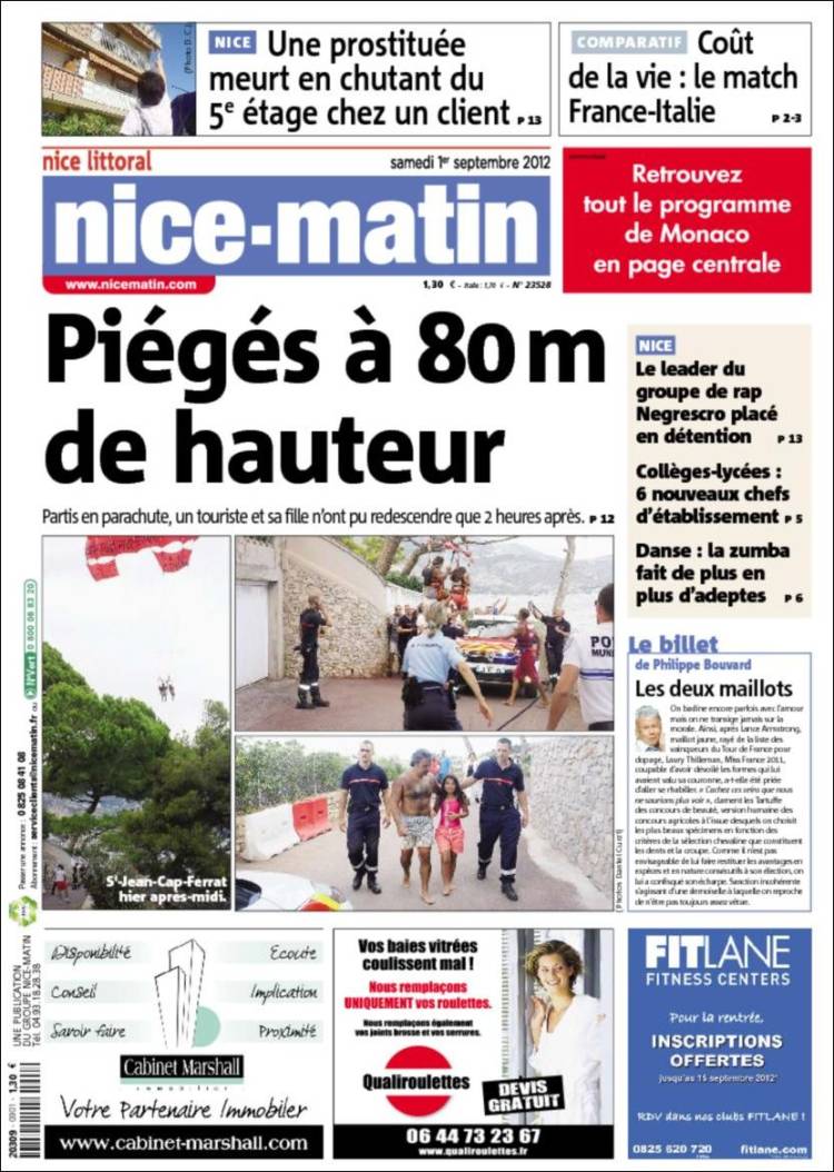 Portada de Nice-Matin (France)