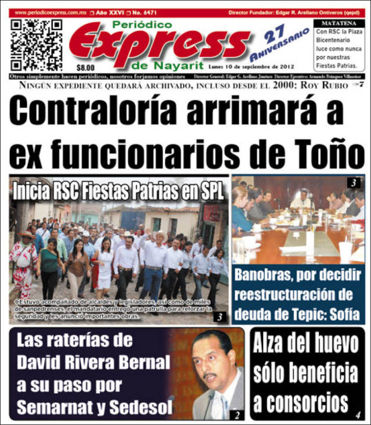 Portada de Periódico Express (México)