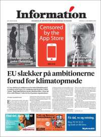 Portada de Dagbladet Information (Dinamarca)