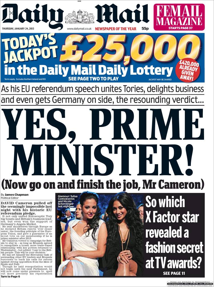 Newspaper Daily Mail (United Kingdom). Newspapers in 